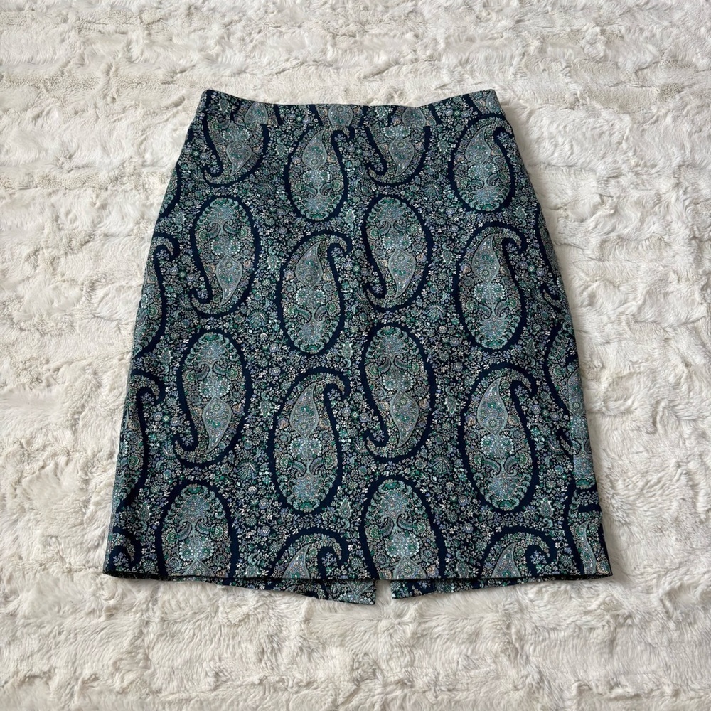 J. Crew Women's Size 2 Multicolor Paisley Printed Pencil Skirt - Picture 2 of 7